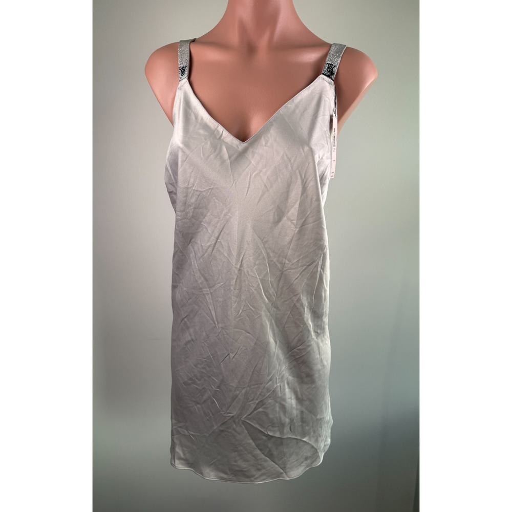 Victoria's Secret Satin Rhinestone Strappy Back Nightgown Gray Size XXL NWT